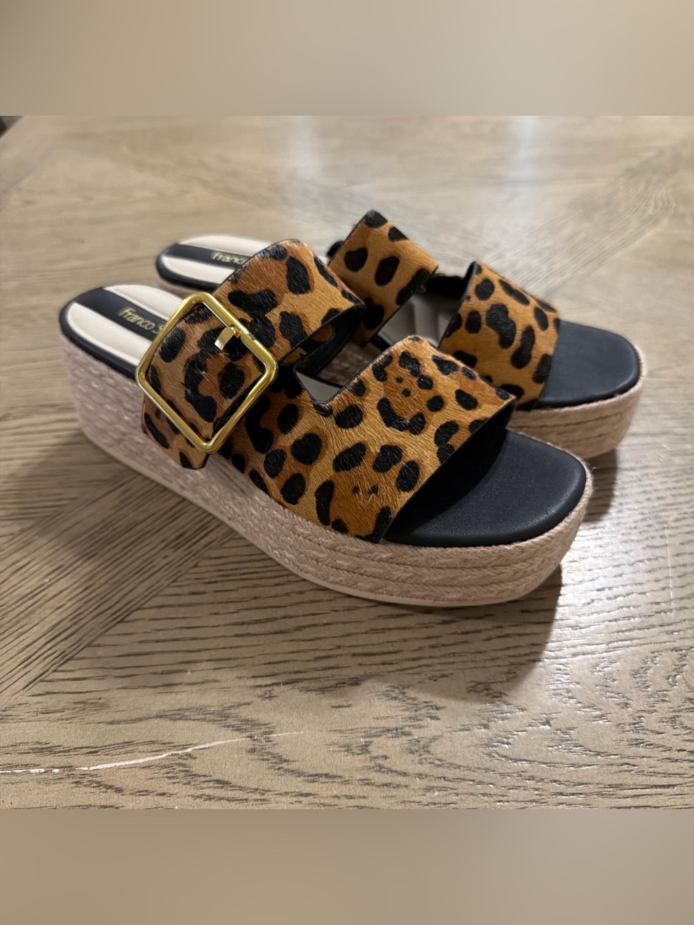 Franco Sarto Taziana Women's Wedge Sandals Floor Sample Real Fur 7.5
